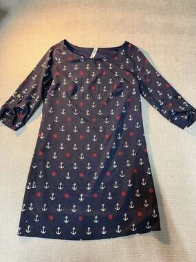 Pink Owl Apparel Nautical Print Shift Dress with Anchors and Steering Wheels